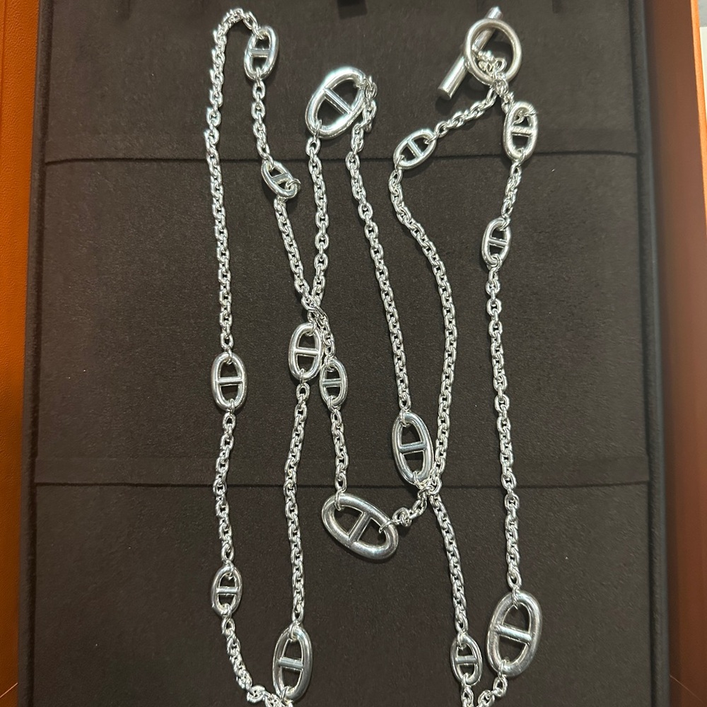 Hermes Silver Farandole Necklace 120